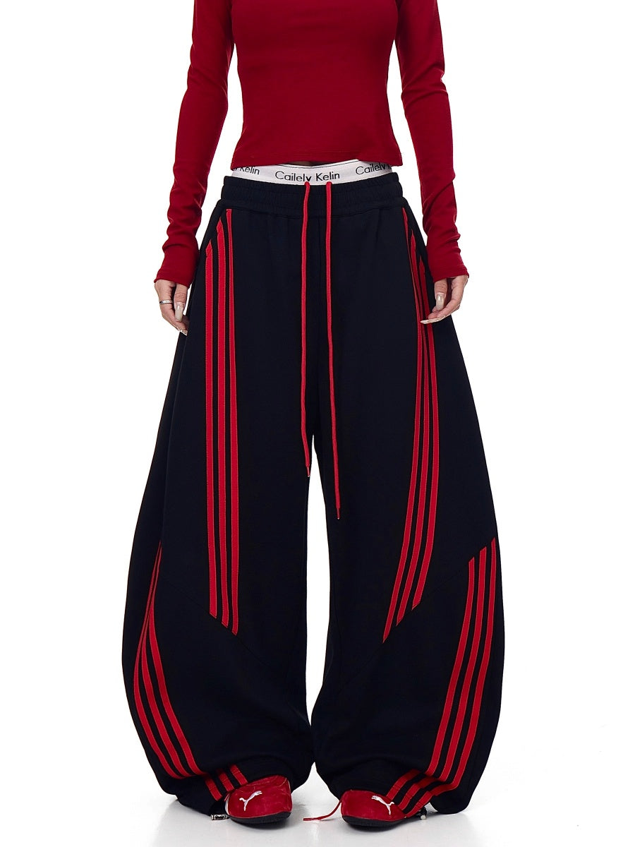 Contrast Striped Spliced Scimitar Sweat Pants BK7035