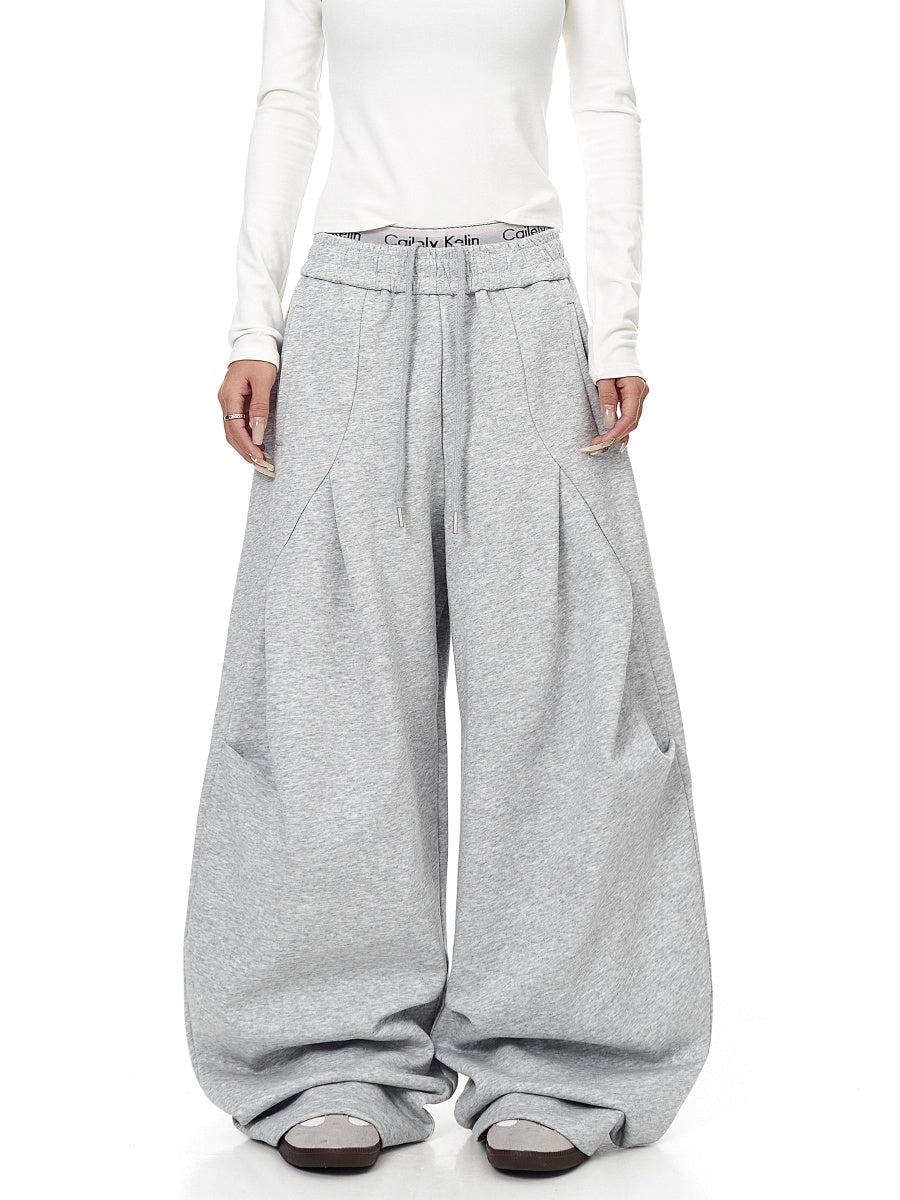 Pleated Design Scimitar Sweat Pants BK7030