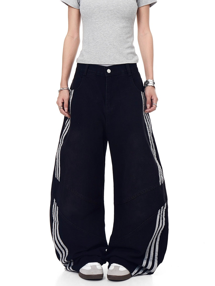 Three-Bar Splicing Wide-leg Curve Jeans MW10244