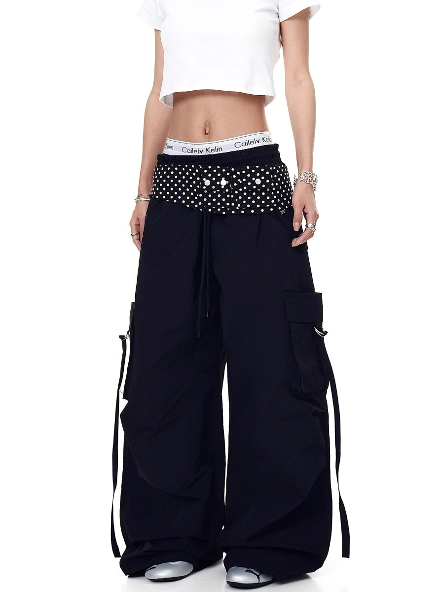 Polka Dot Waist Decoration Paratrooper Cargo Pants MW10236