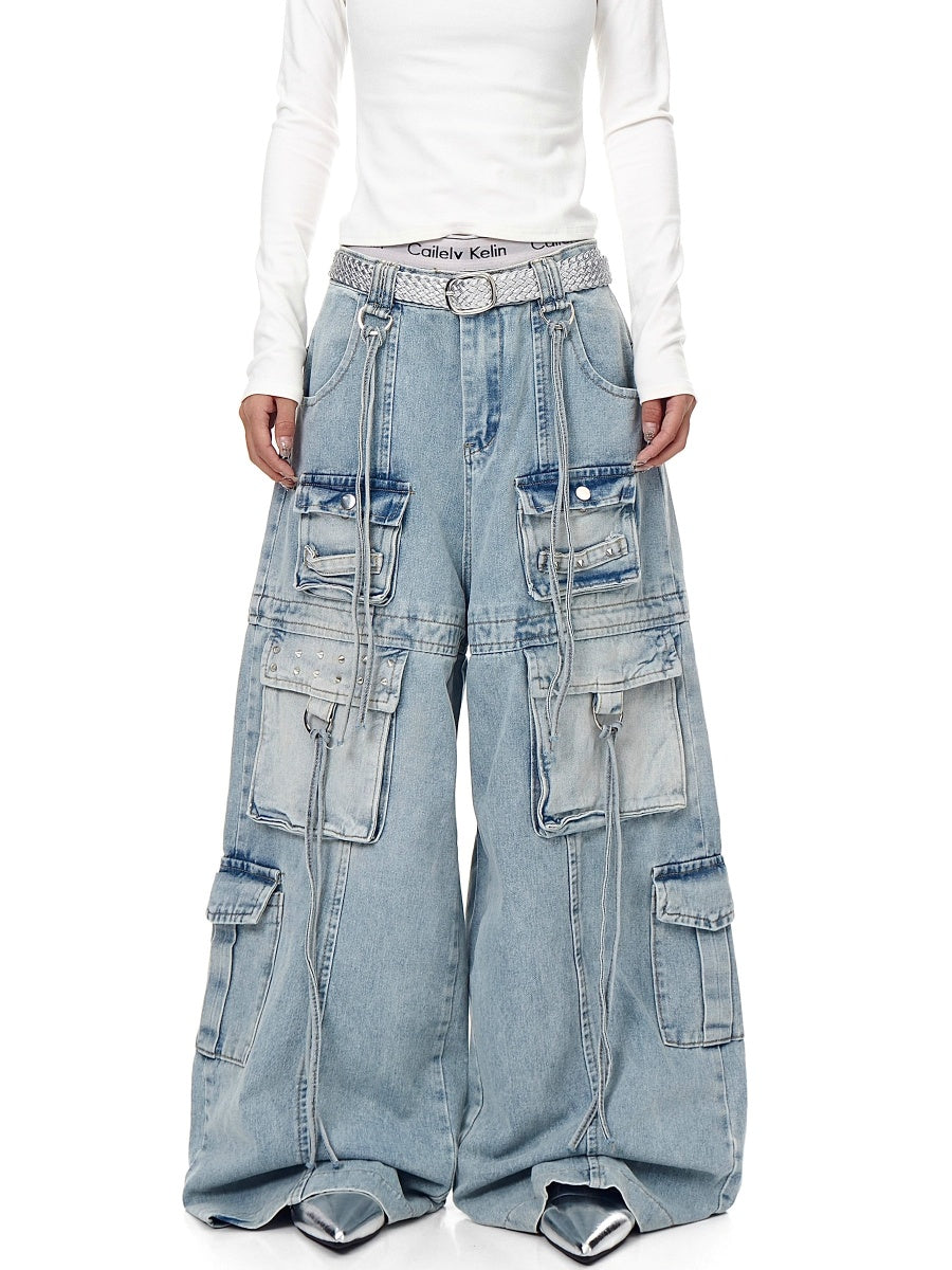 Washed Heavy Industry Cargo Jeans BK7009