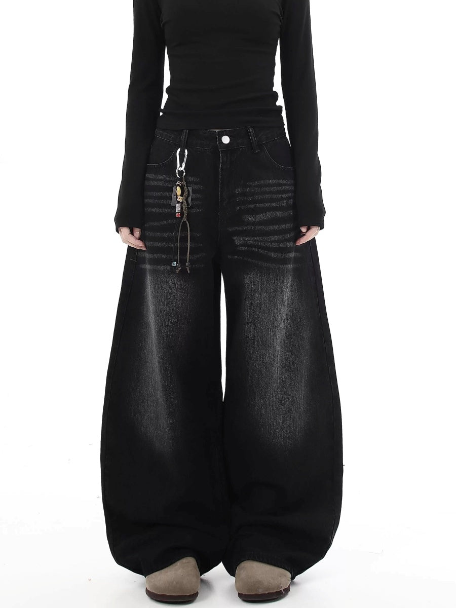 Back Embroidered Loose Banana Jeans MW10238