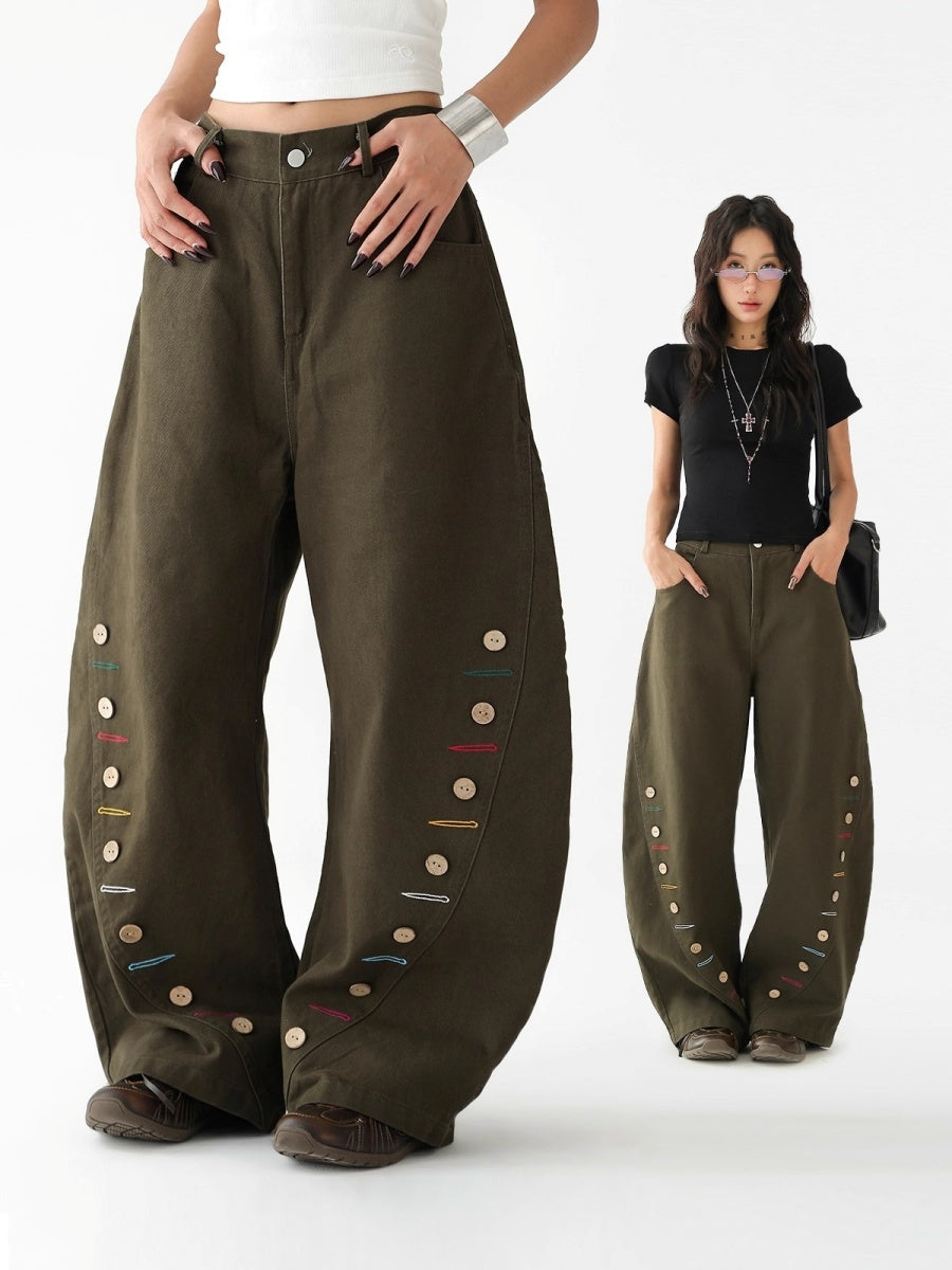 Vintage Button-Embellished Curve Jeans AC7133