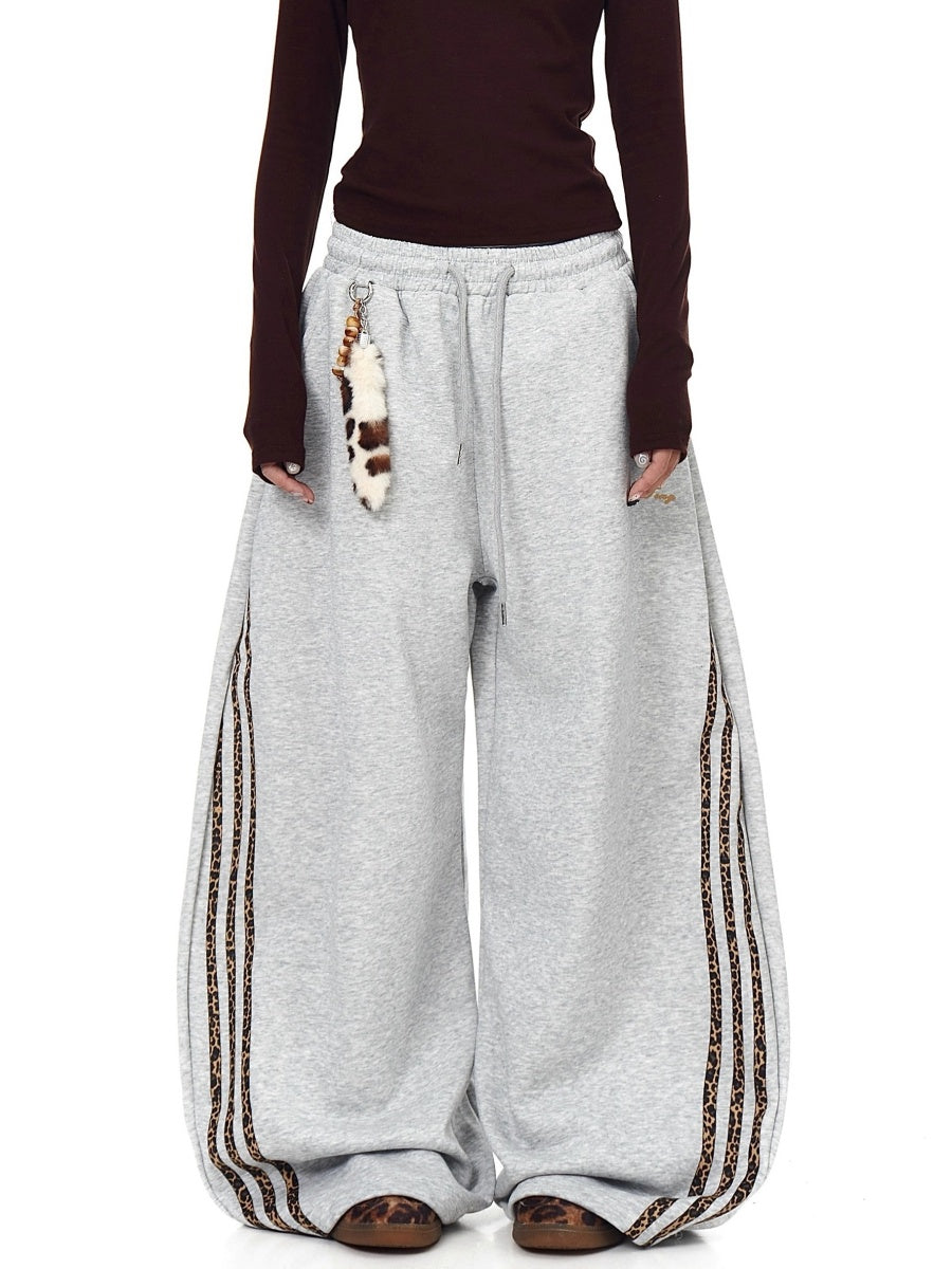 Leopard Striped Loose Sweat Curve Pants BK7053