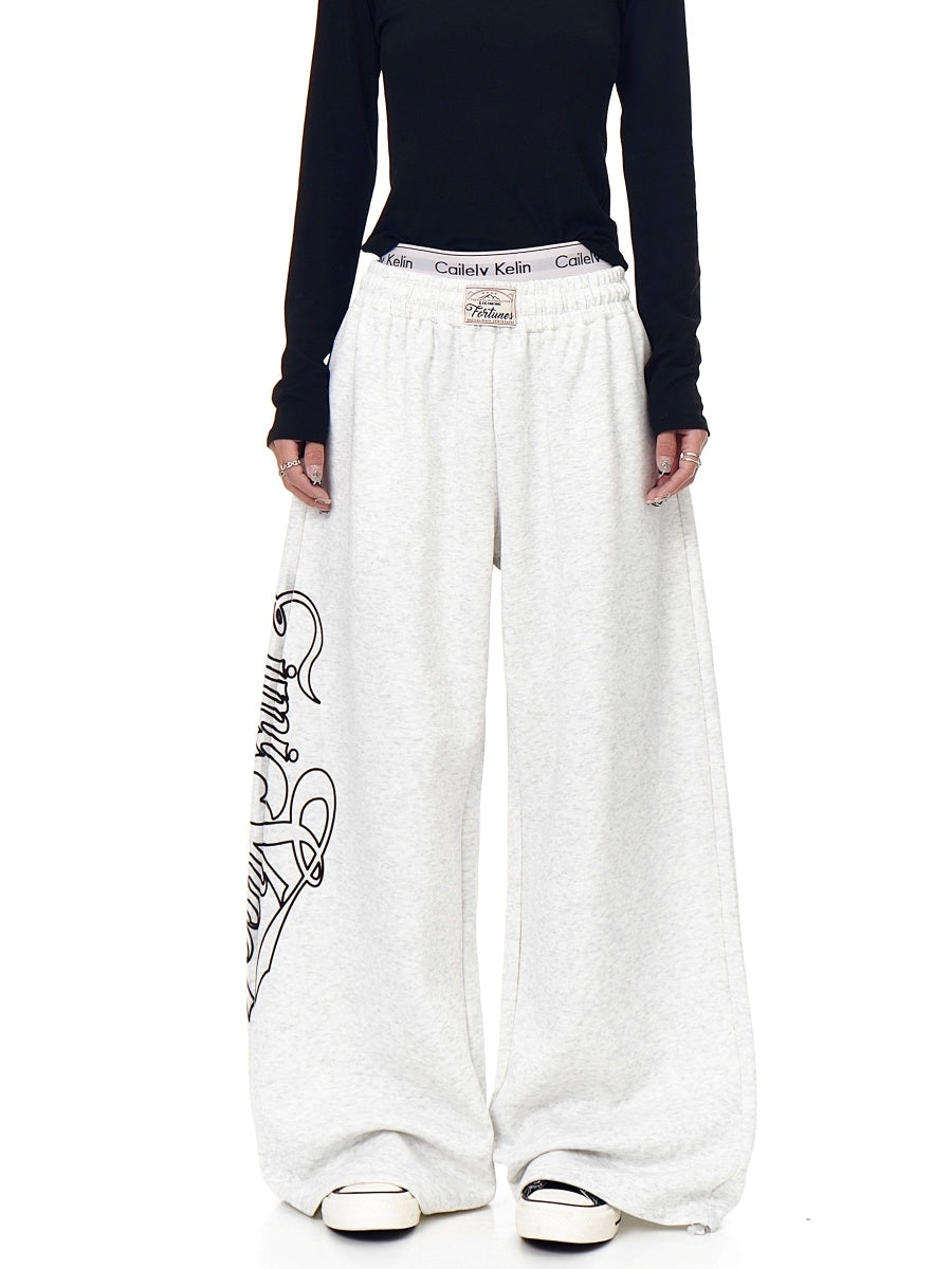 Monogram Print Wide Sweat Pants MW10288
