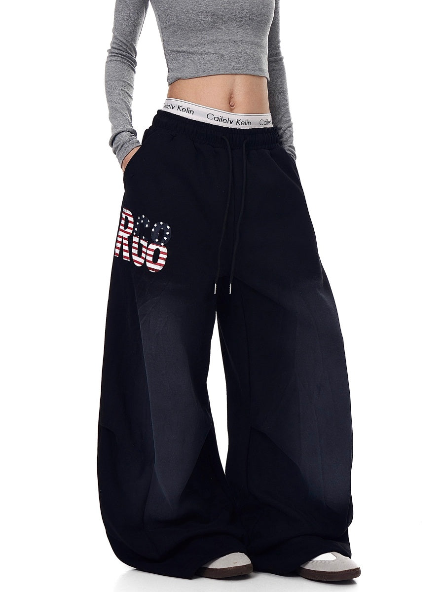 American Letter Print Loose Sweat Pants BK7012