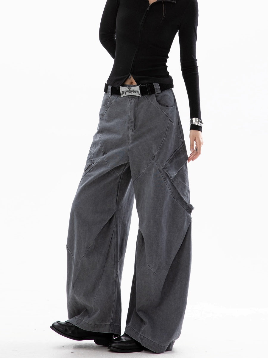 Switching Design Loose Cargo Pants IC9111