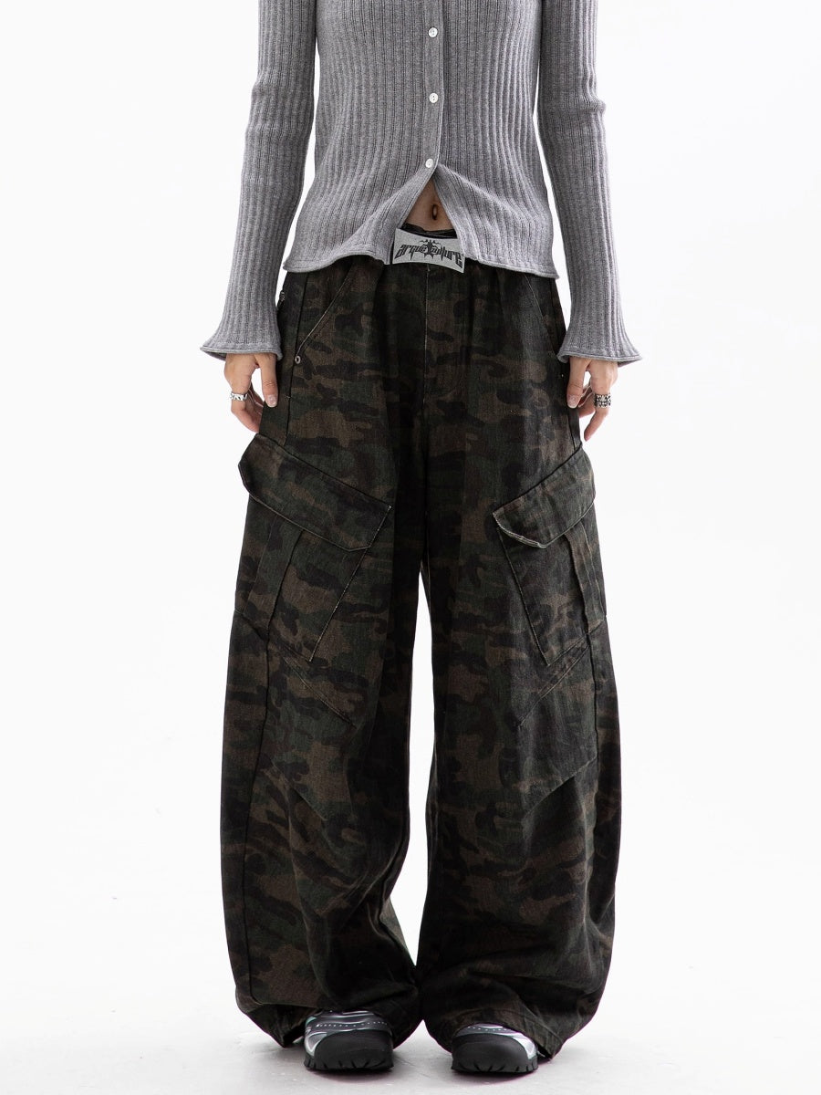 Vintage Camouflage Loose Cargo Pants IC9112