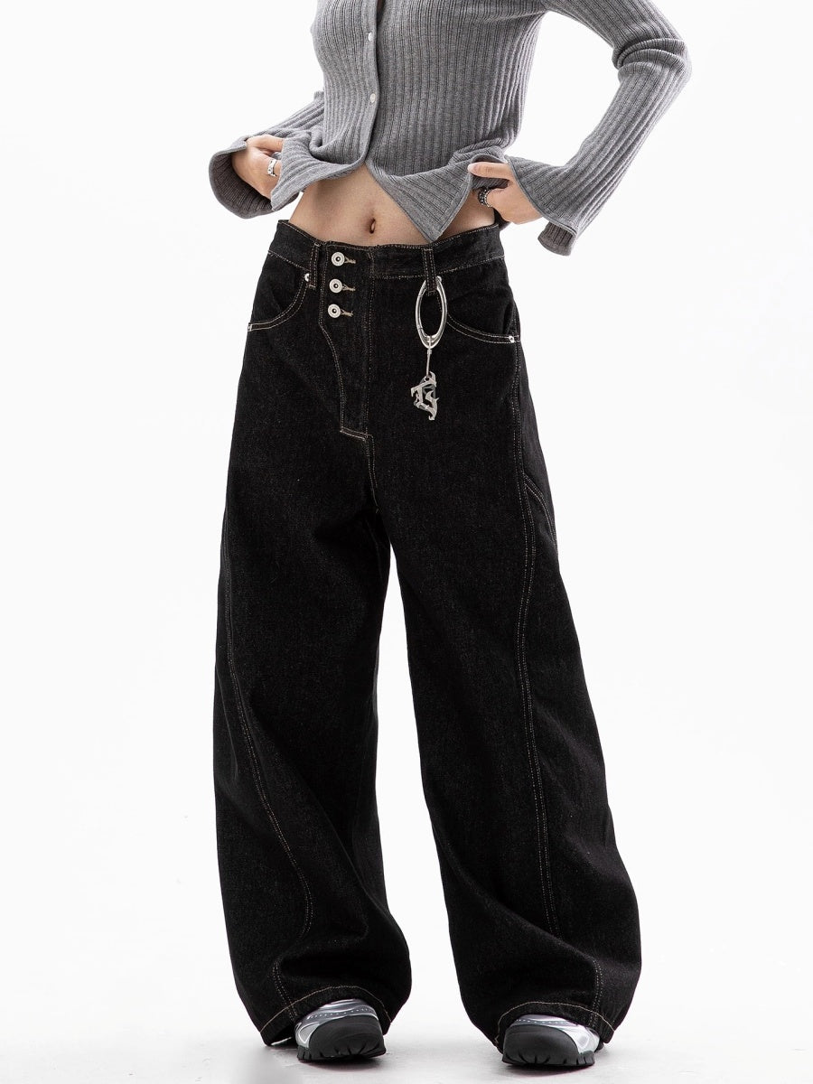 Design Stitch Loose Curve Pants IC9113