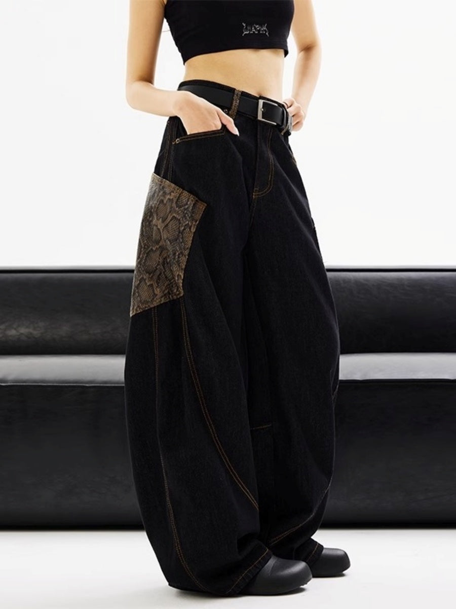 Python Skin Pockets Scimitar Jeans MW10219