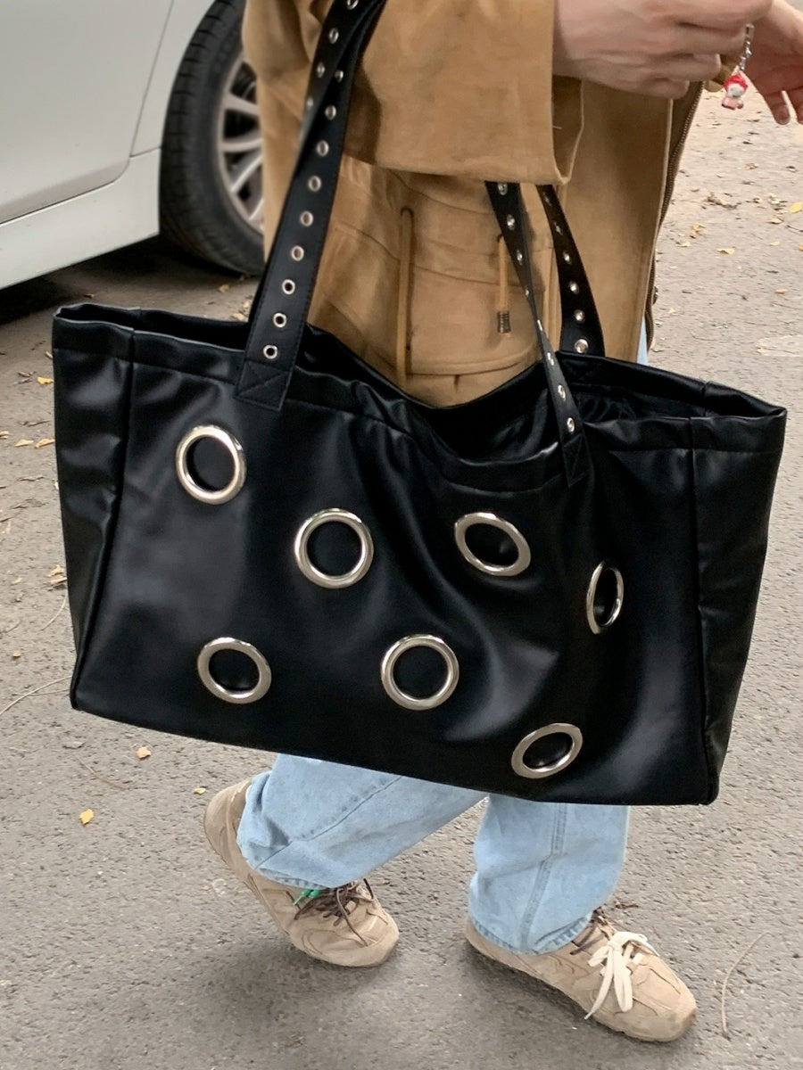 PU Leather Eyelet Large Tote Bag BA044