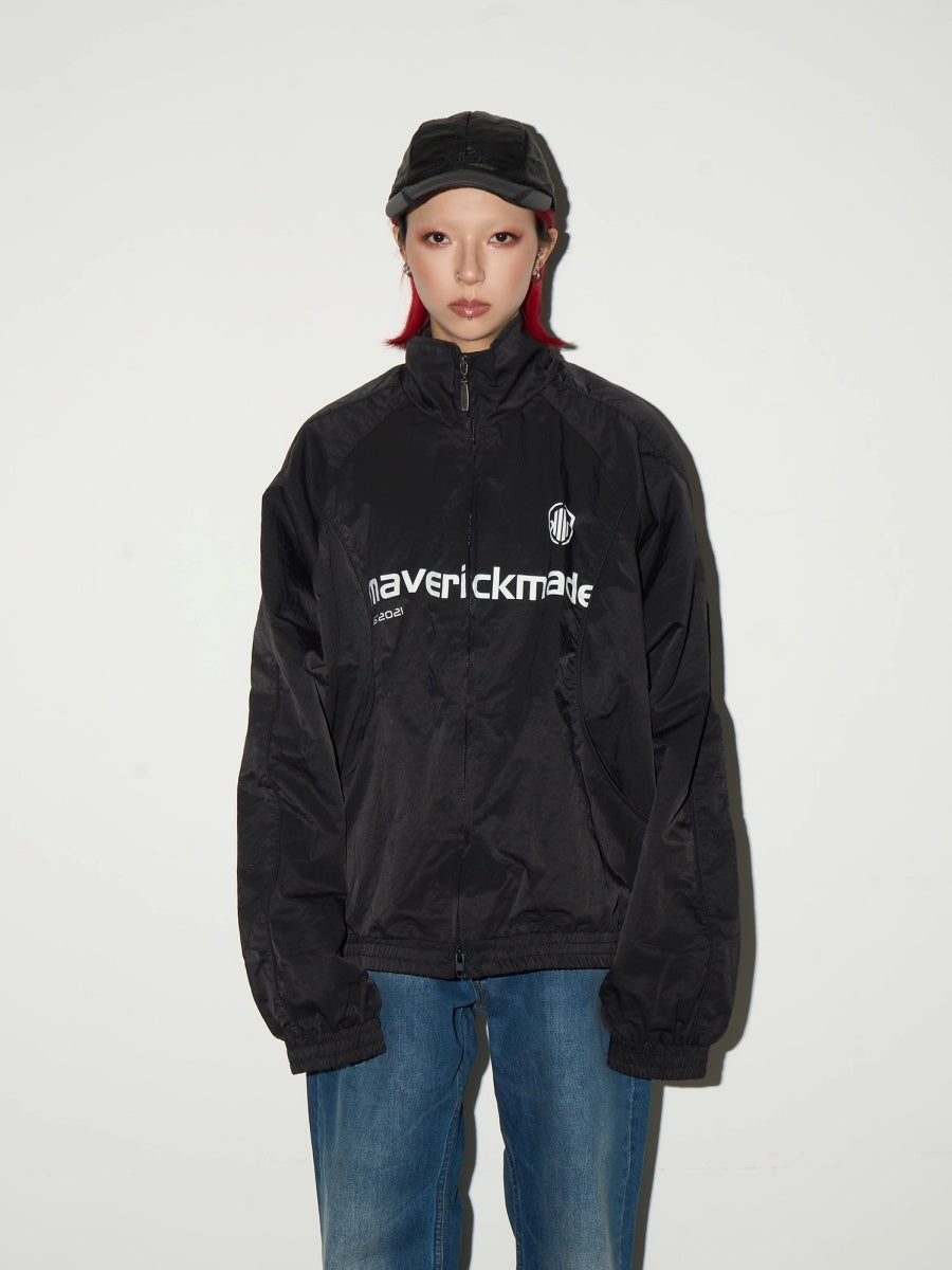 Street Sports Monogram Print Stand Collar Jacket MN9049