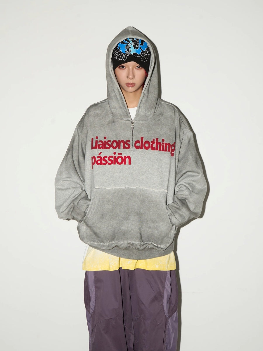 Irregular Smudging Monogram Print Hoodie MN9041