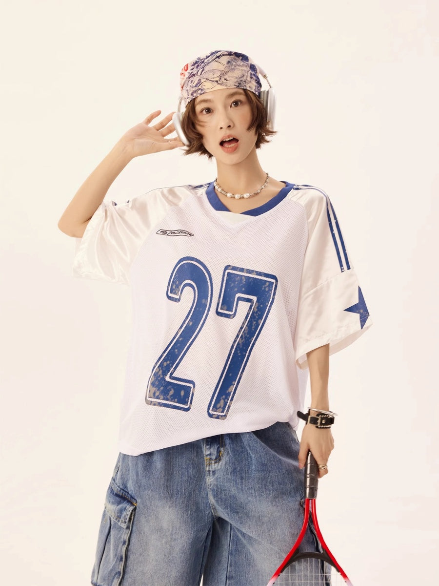 Number Print Mesh T-shirt MW10198