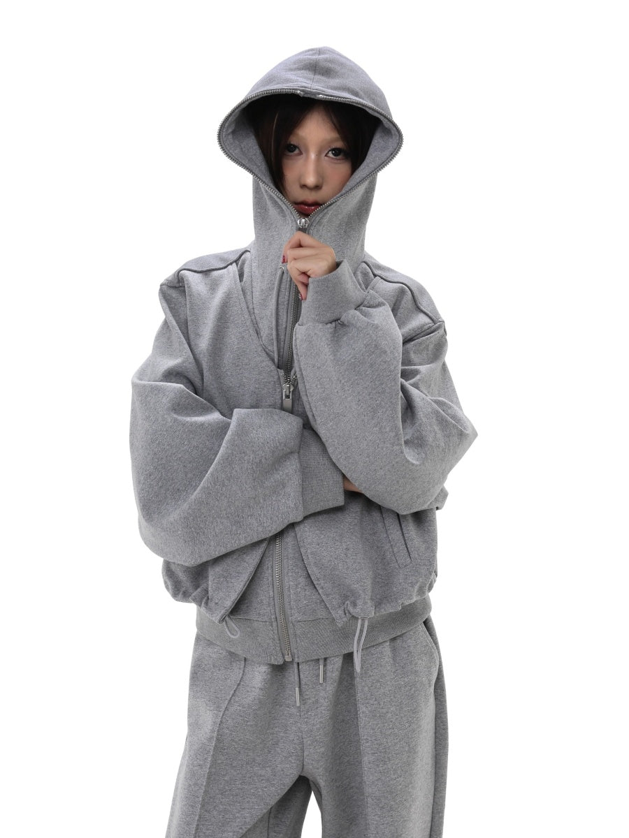 Full Zip Layered Design Hooded Parka GB7036