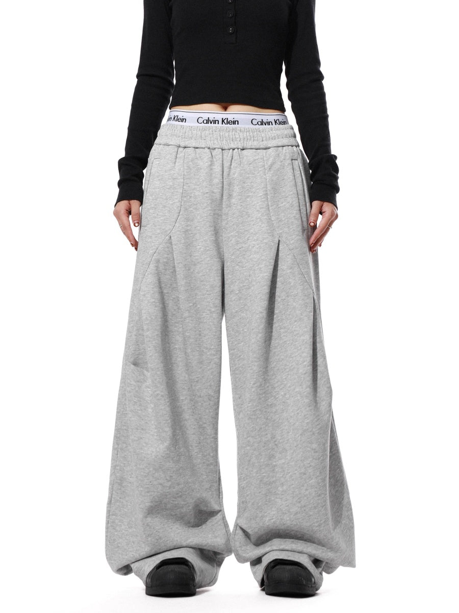 Pleated Design Wide-leg Casual Pants MR8031