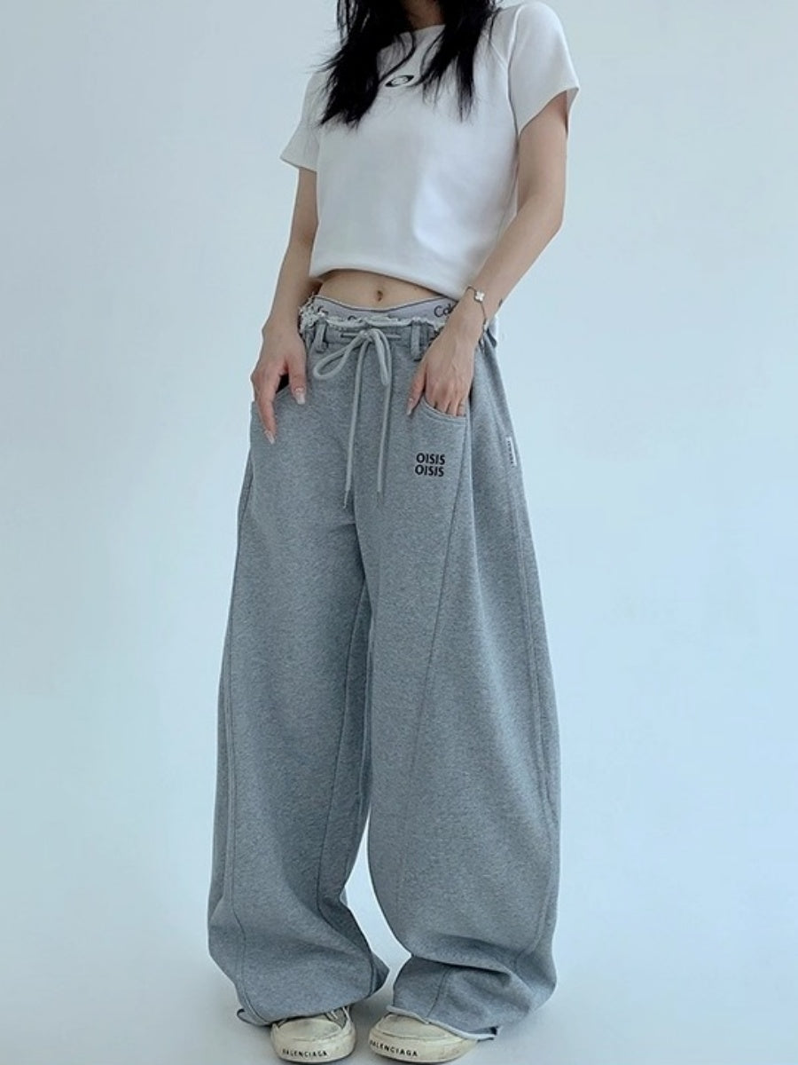 Raw Edge Wide-leg Sweat Pants OS2052