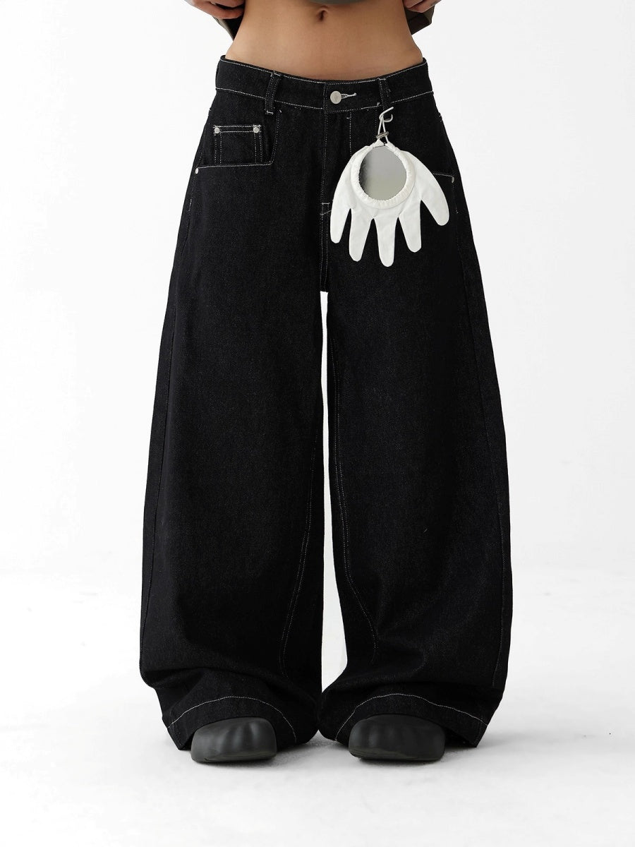 Embroidered Pockets Loose Curve Jeans AC7123