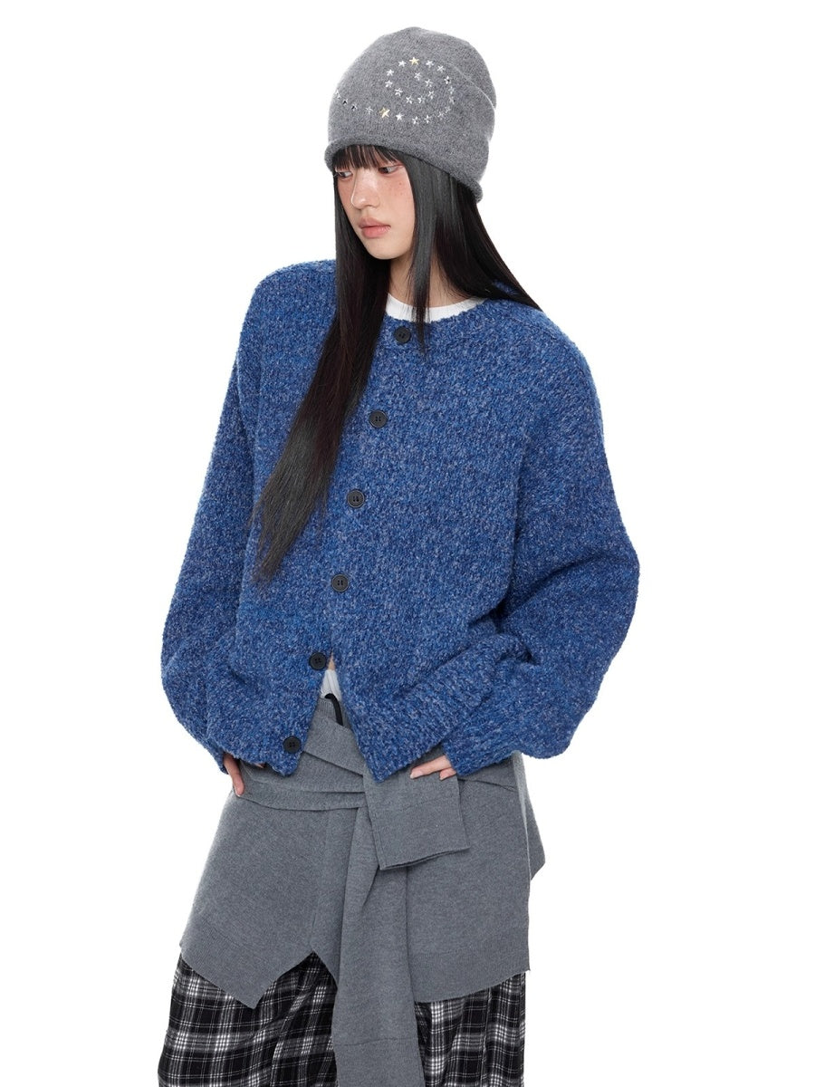 Lazy Style Crew Neck Knit Cardigan EZ267