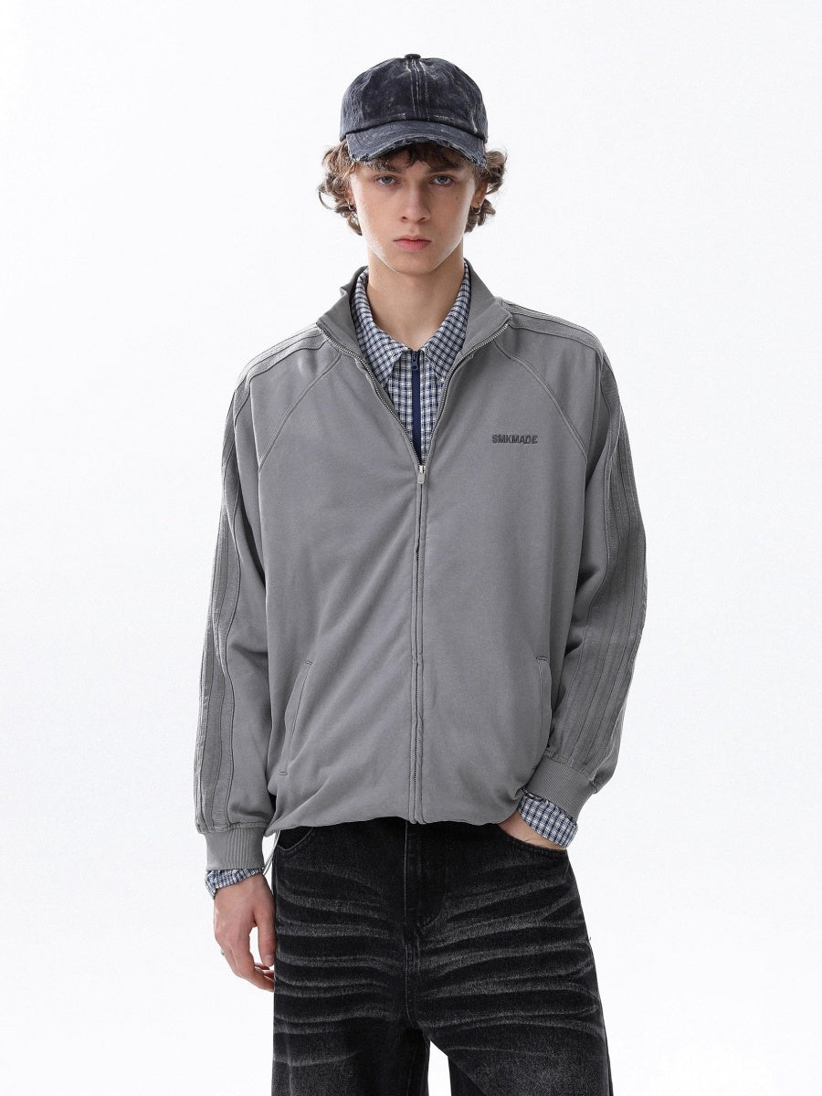Patchwork Three Bar Stand Collar Jacket MR8026