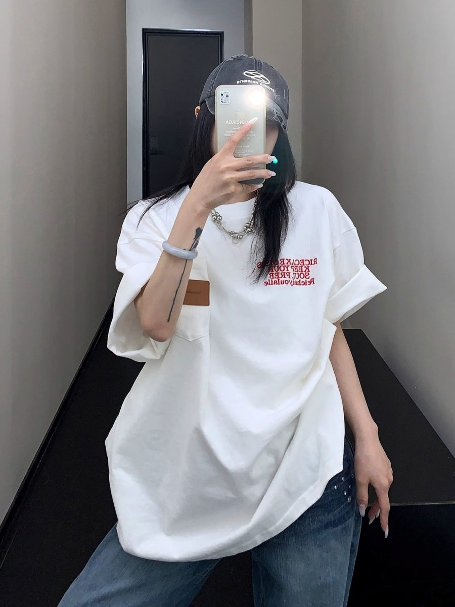 Embroidery & Print Pocket T-shirt OS2009