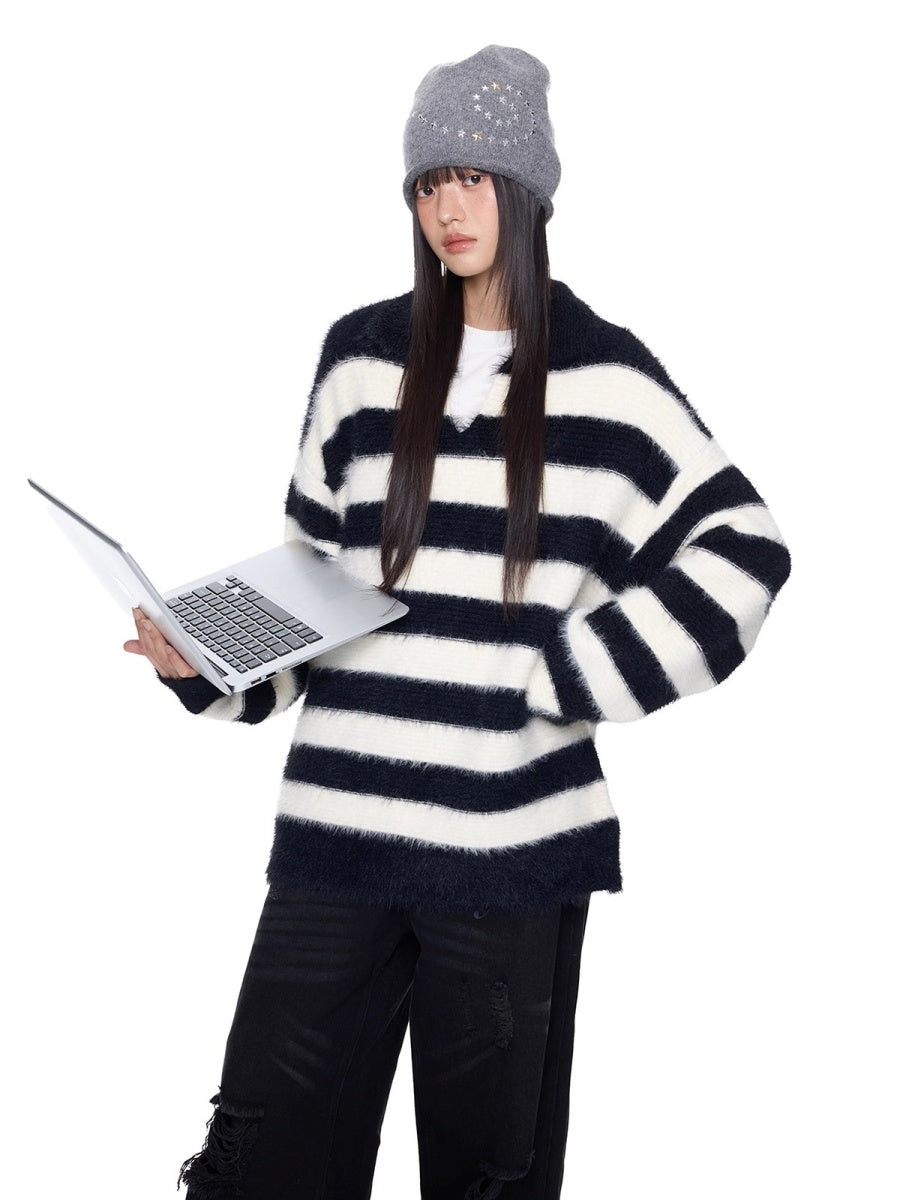 Border Lapels Contrast Sweater EZ265