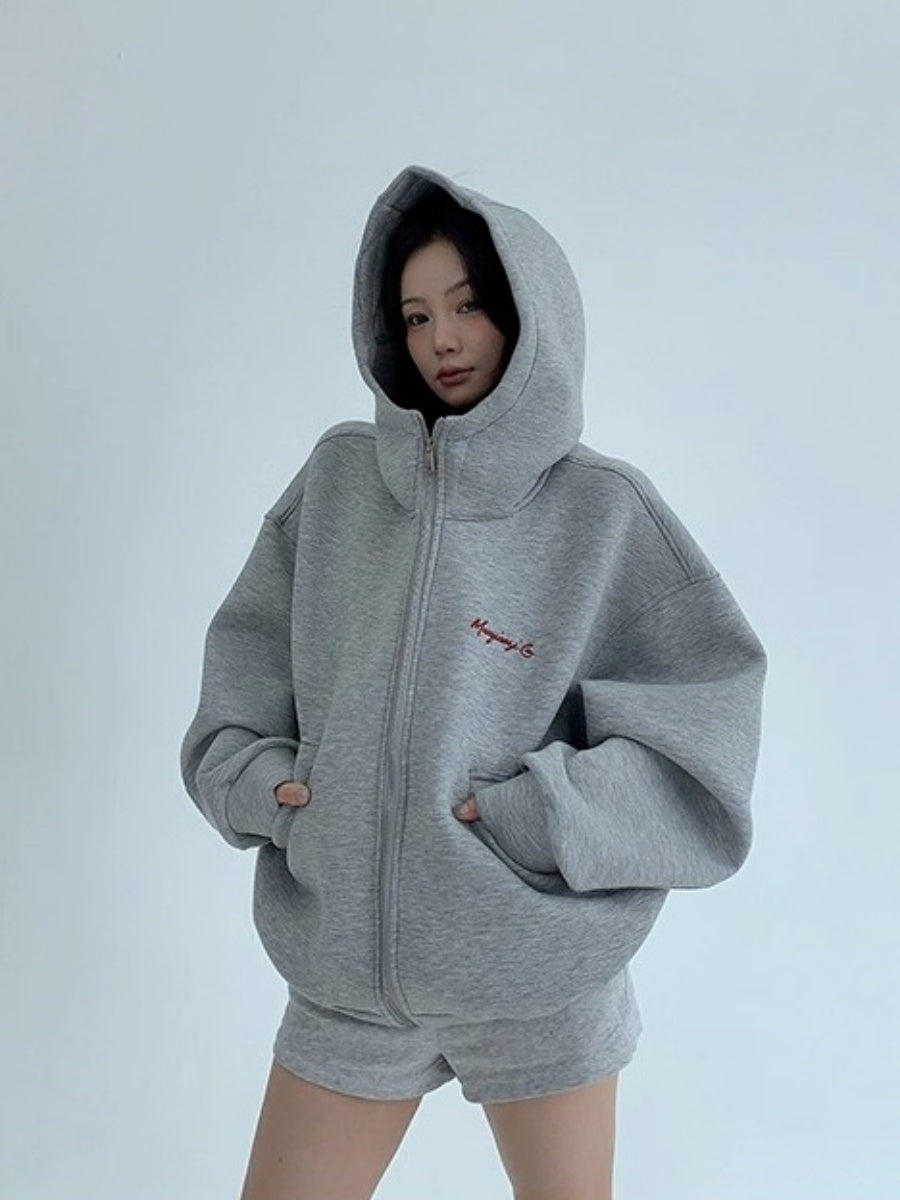 Embroidery Loose Vintage Short Hooded Jacket OS2027
