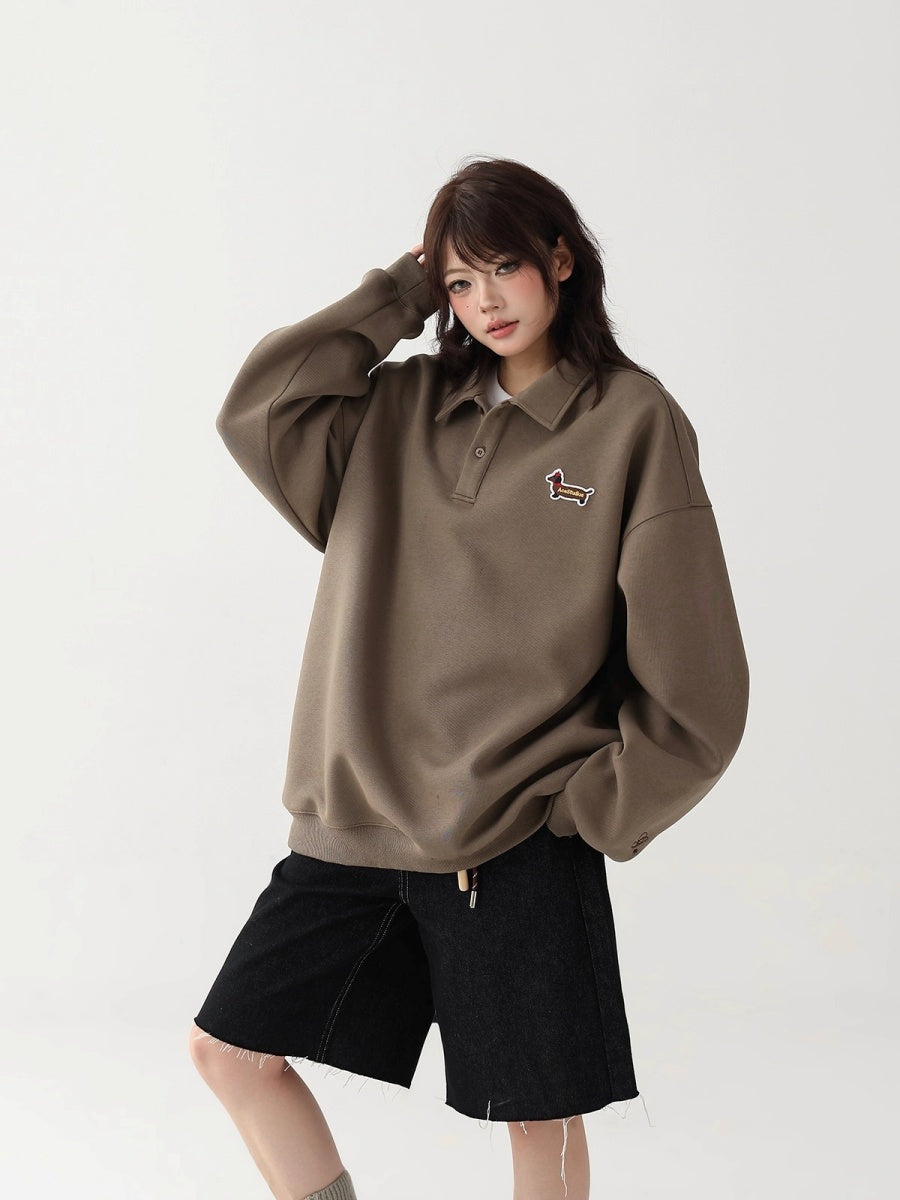 Dachshund Embroidered POLO Collar Sweat AC7155