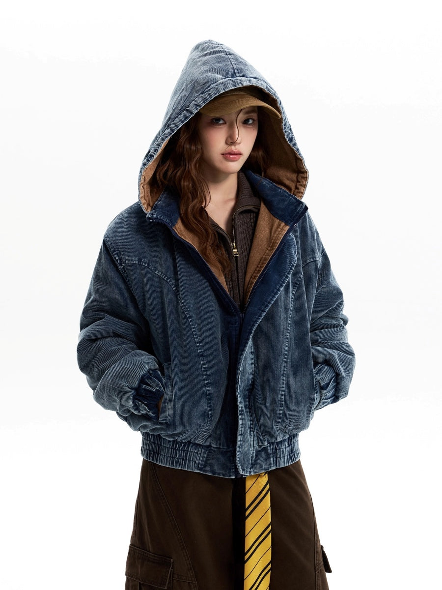 Corduroy Padded Hooded Jacket MW10306
