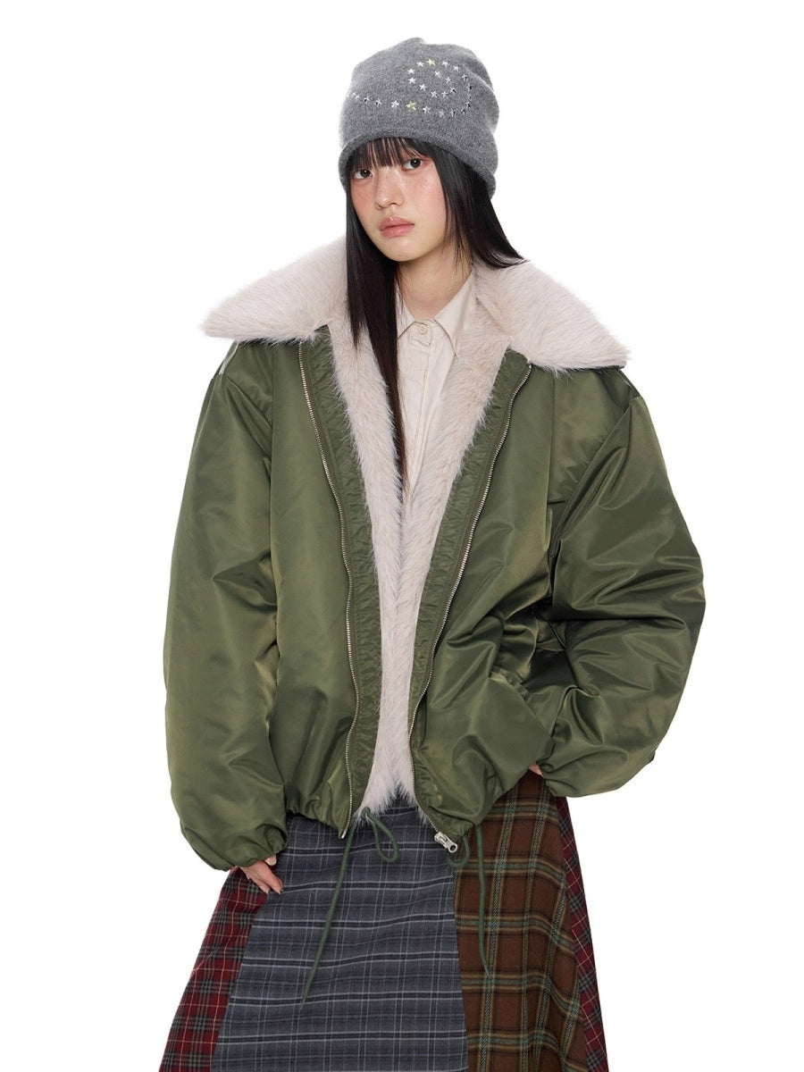 Fluffy Contrast Big Lapel Jacket EZ281