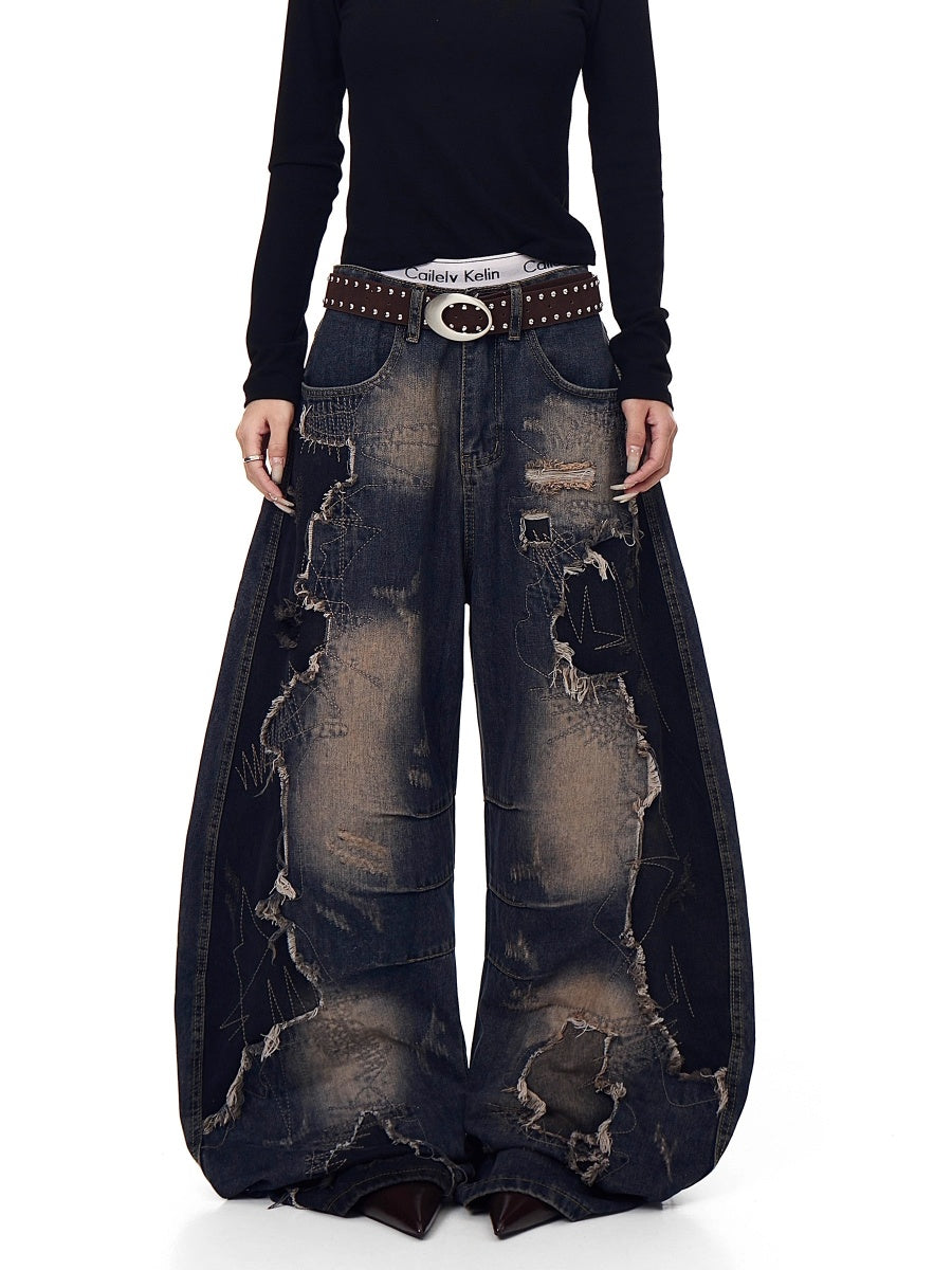 Raw Edge Deconstruction Scimitar Jeans BK7037