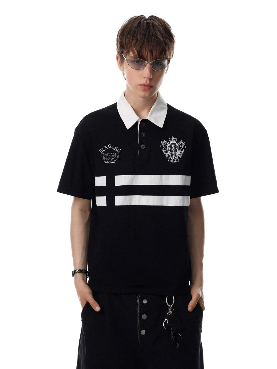 Contrasting Striped Embroidered POLO Shirt MR8034