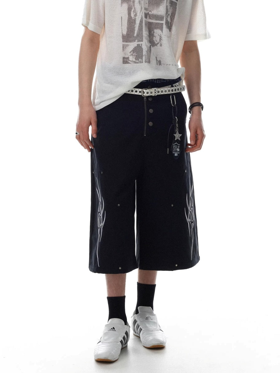 Deconstructed Design Wide-leg Cropped Pants MR8035