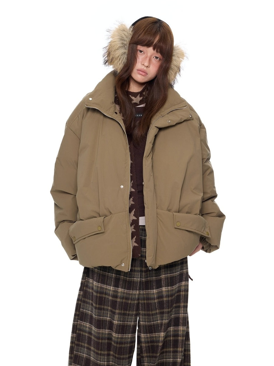 Design Pocket Stand Collar Down Jacket EZ296