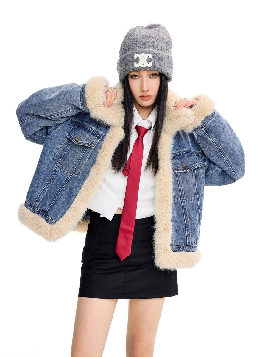 Fur Collar Denim Jacket IC9121