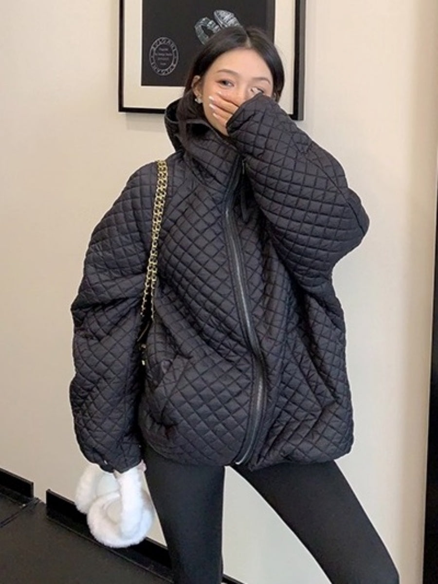 Diamond Lattice Quilting Light Hooded Down Jacket OS2076